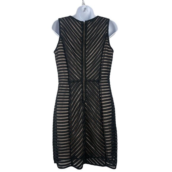 A. Byer Junior Sleeveless Black & Beige Zigzag Mesh Knee Length Dress Size 13 - Picture 5 of 10